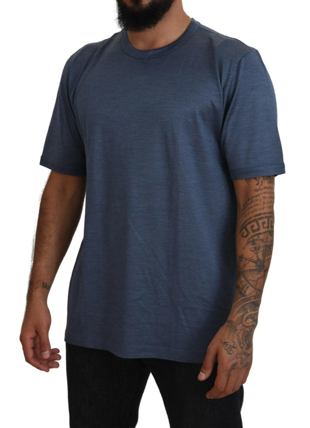 Dolce & Gabbana Blue Silk Men Short Sleeve Tops T-shirt - Ellie Belle