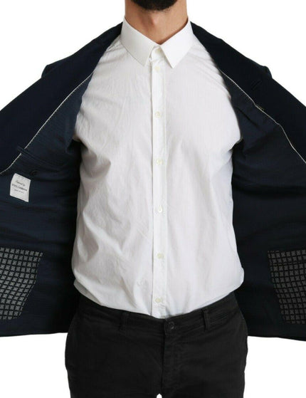 Dolce & Gabbana Blue Solid Cotton Silk Stretch Jacket Blazer - Ellie Belle