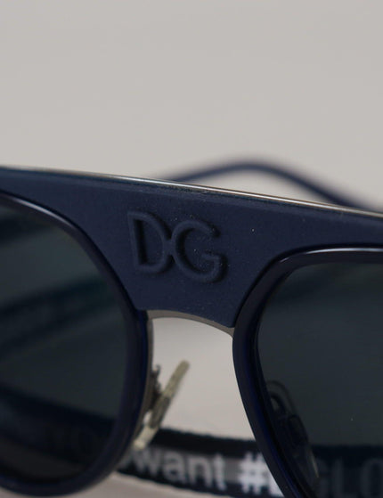 Dolce & Gabbana Blue Strap Aviator Shades DG2210 Gunmetal Sunglasses - Ellie Belle