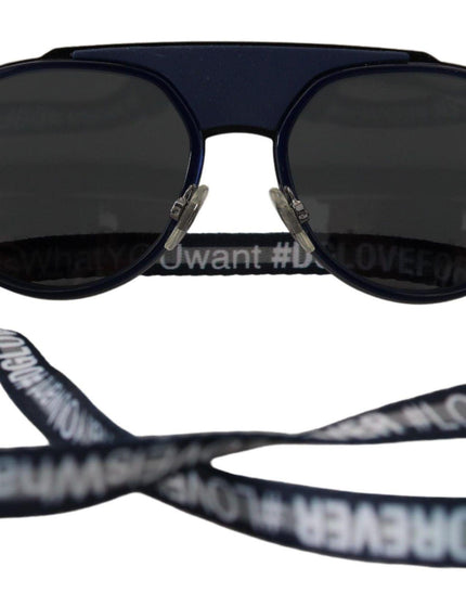 Dolce & Gabbana Blue Strap Aviator Shades DG2210 Gunmetal Sunglasses - Ellie Belle