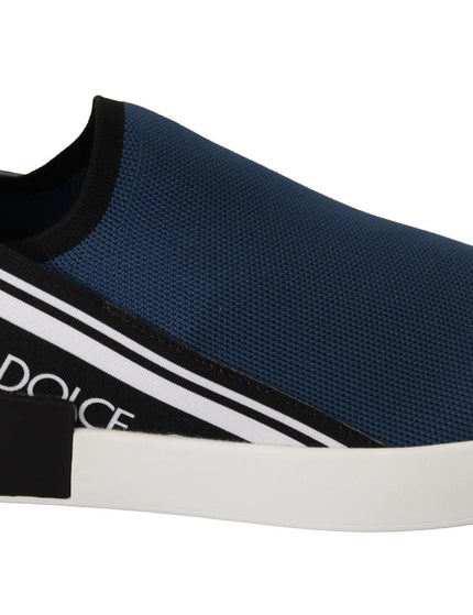 Dolce & Gabbana Blue Stretch Flats Logo Loafers Sneakers Shoes - Ellie Belle