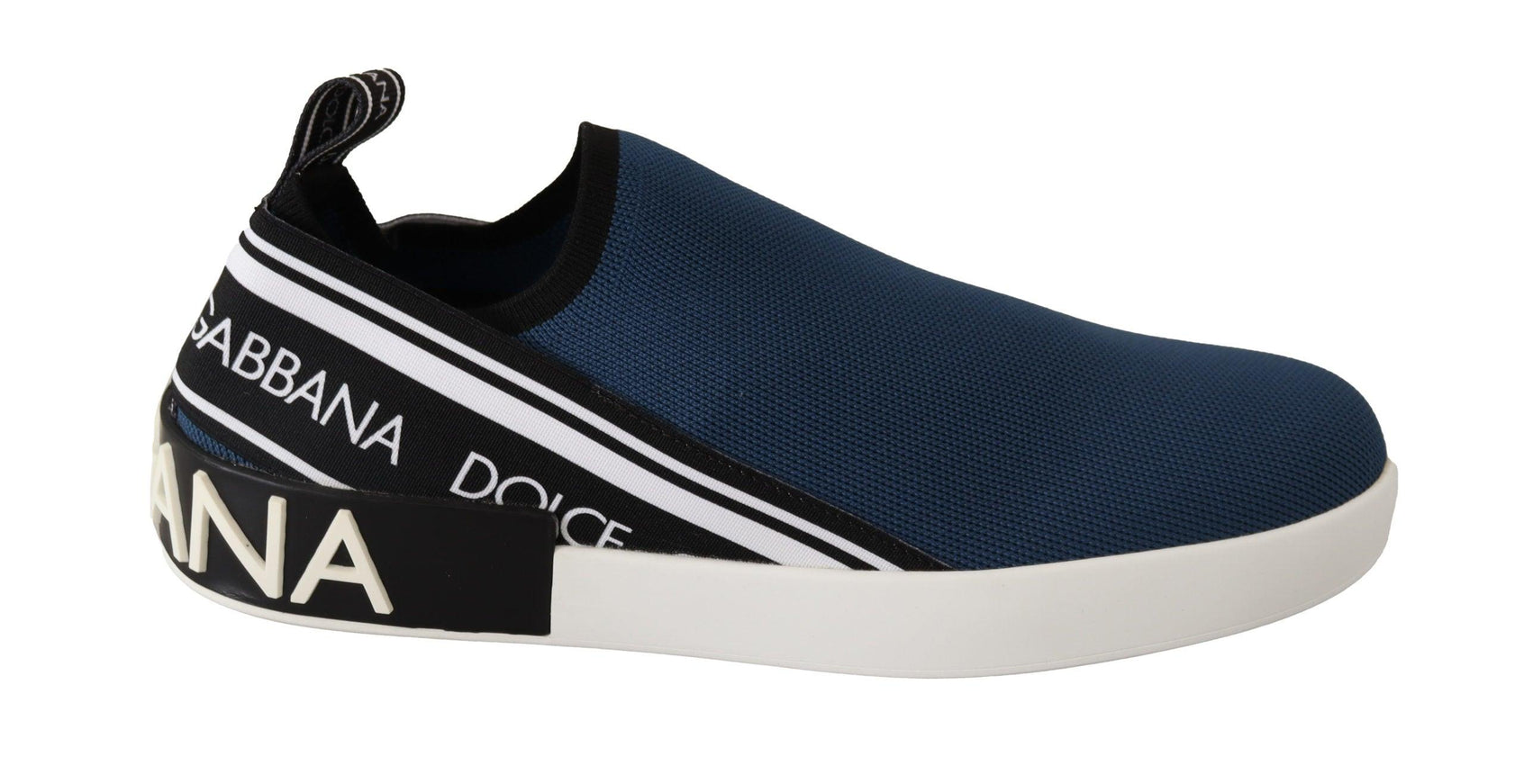 Dolce & Gabbana Blue Stretch Flats Logo Loafers Sneakers Shoes - Ellie Belle