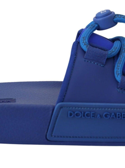 Dolce & Gabbana Blue Stretch Rubber Sandals Slides Slip On Shoes - Ellie Belle