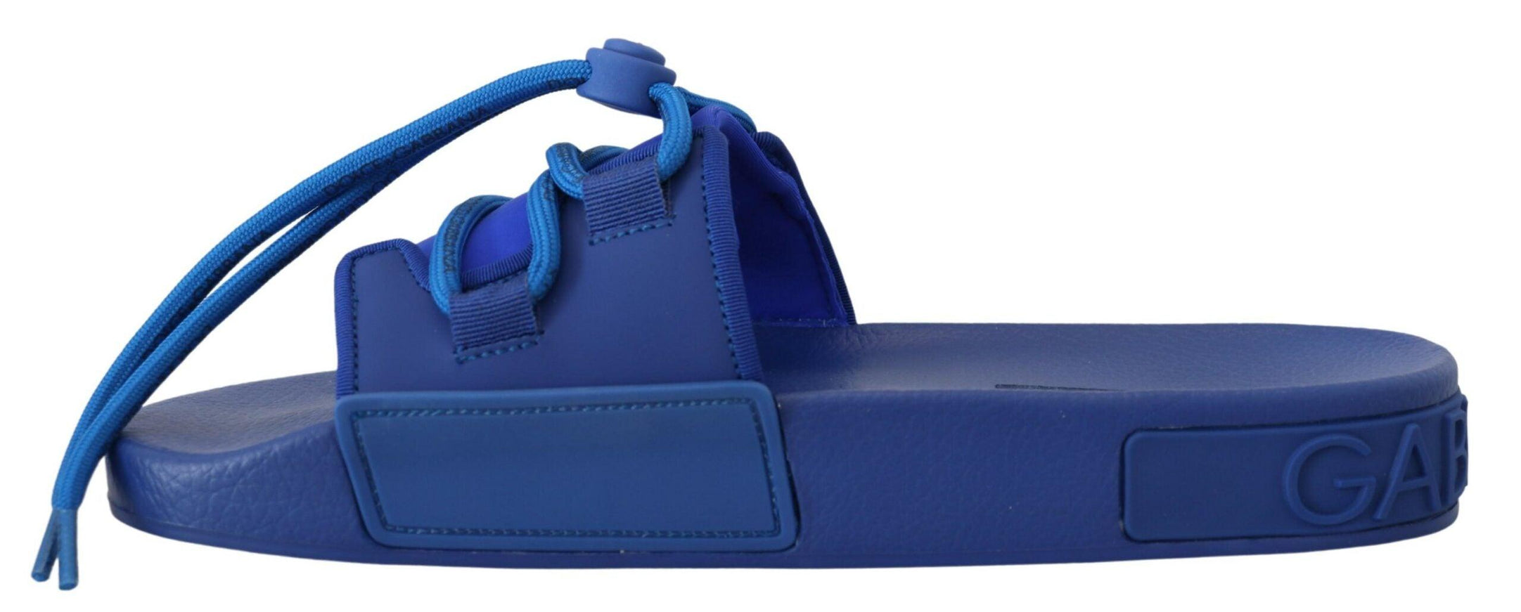 Dolce & Gabbana Blue Stretch Rubber Sandals Slides Slip On Shoes - Ellie Belle