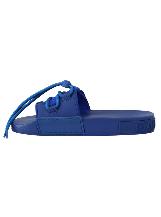 Dolce & Gabbana Blue Stretch Rubber Sandals Slides Slip On Shoes - Ellie Belle