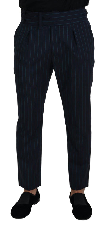 Dolce & Gabbana Blue Striped Men Formal Pants - Ellie Belle