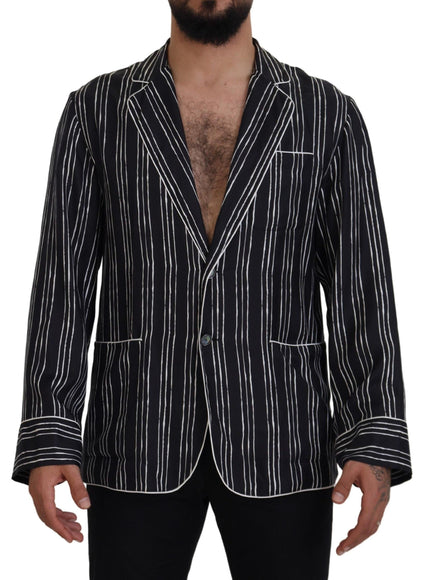 Dolce & Gabbana Blue Striped Silk Pajama Shirt Jacket - Ellie Belle