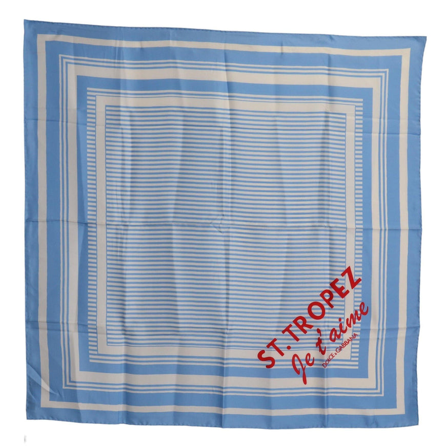 Dolce & Gabbana Blue Striped Silk Square Foulard Wrap Scarf - Ellie Belle