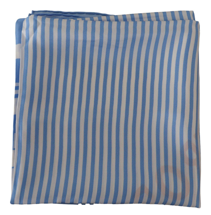 Dolce & Gabbana Blue Striped Silk Square Foulard Wrap Scarf - Ellie Belle