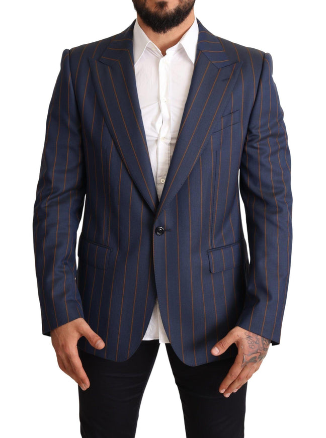 Dolce & Gabbana Blue Striped Wool Slim Fit Blazer Jacket - Ellie Belle