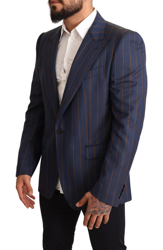 Dolce & Gabbana Blue Striped Wool Slim Fit Blazer Jacket - Ellie Belle