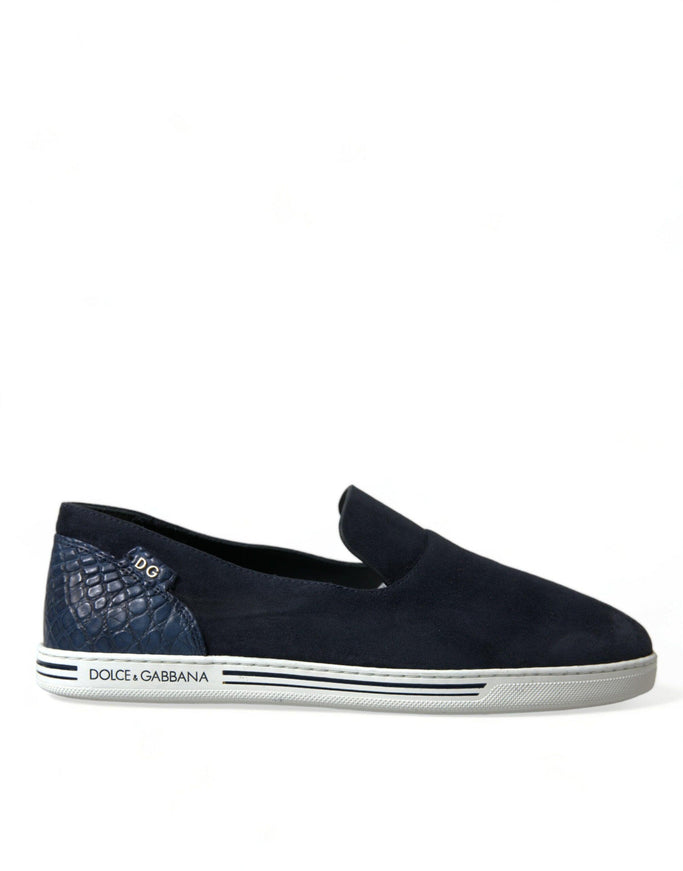 Dolce & Gabbana Blue Suede Caiman Loafers Saint Tropez Shoes - Ellie Belle