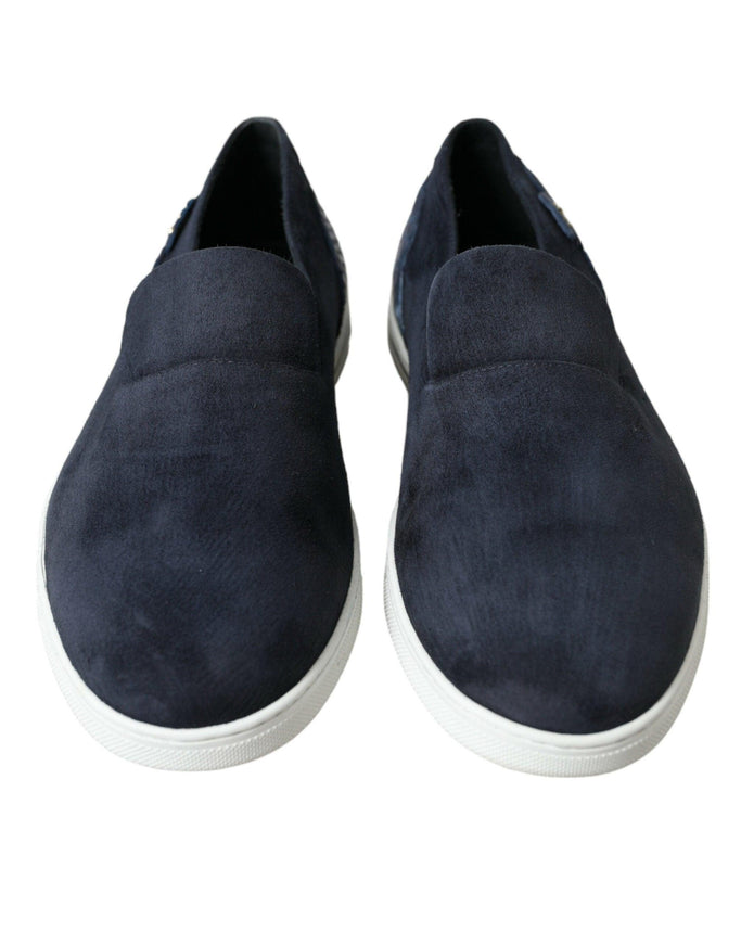 Dolce & Gabbana Blue Suede Caiman Loafers Saint Tropez Shoes - Ellie Belle