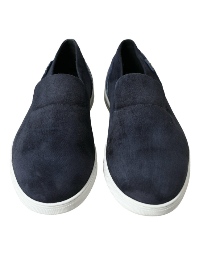 Dolce & Gabbana Blue Suede Caiman Loafers Saint Tropez Shoes - Ellie Belle