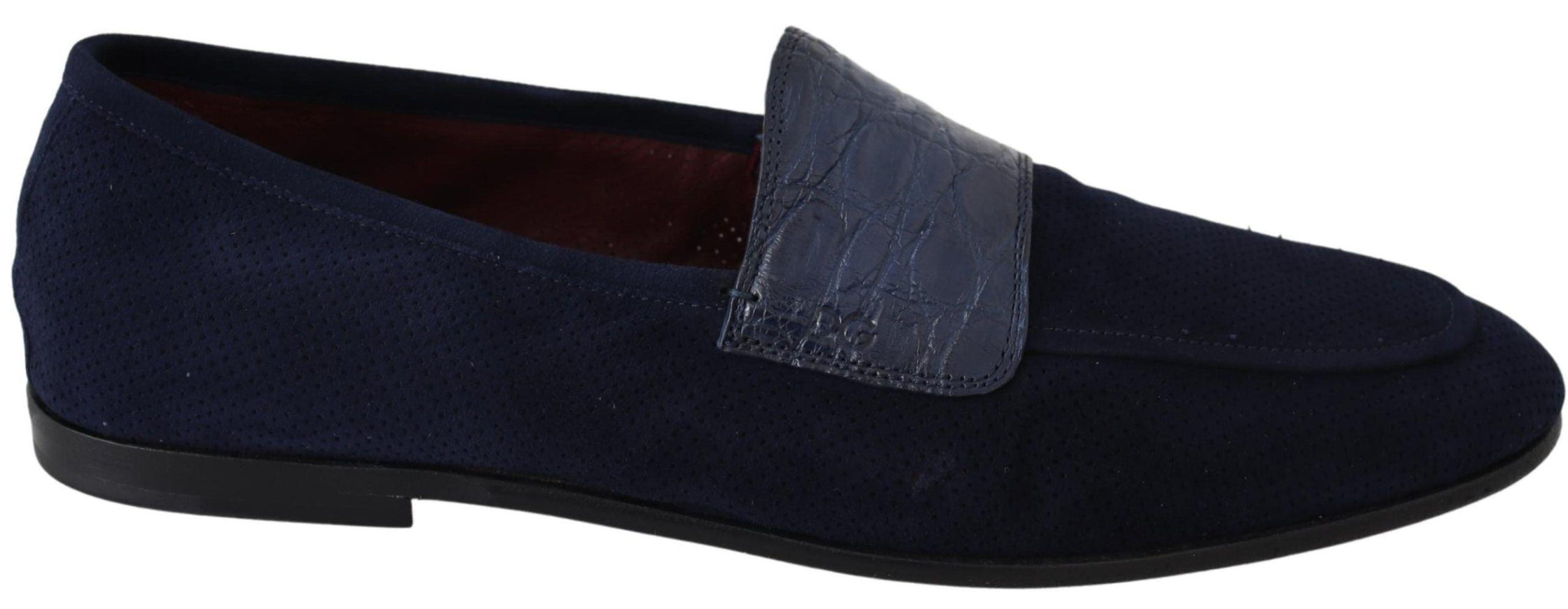 Dolce & Gabbana Blue Suede Caiman Loafers Slippers Shoes - Ellie Belle