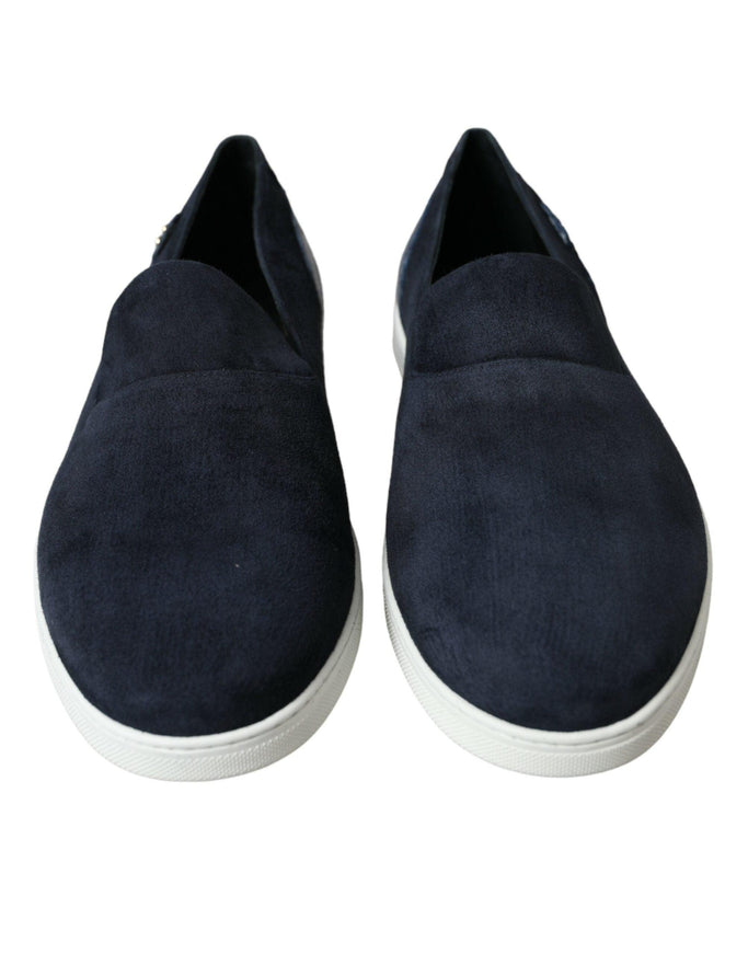 Dolce & Gabbana Blue Suede Caiman Men Loafers Slippers Shoes - Ellie Belle