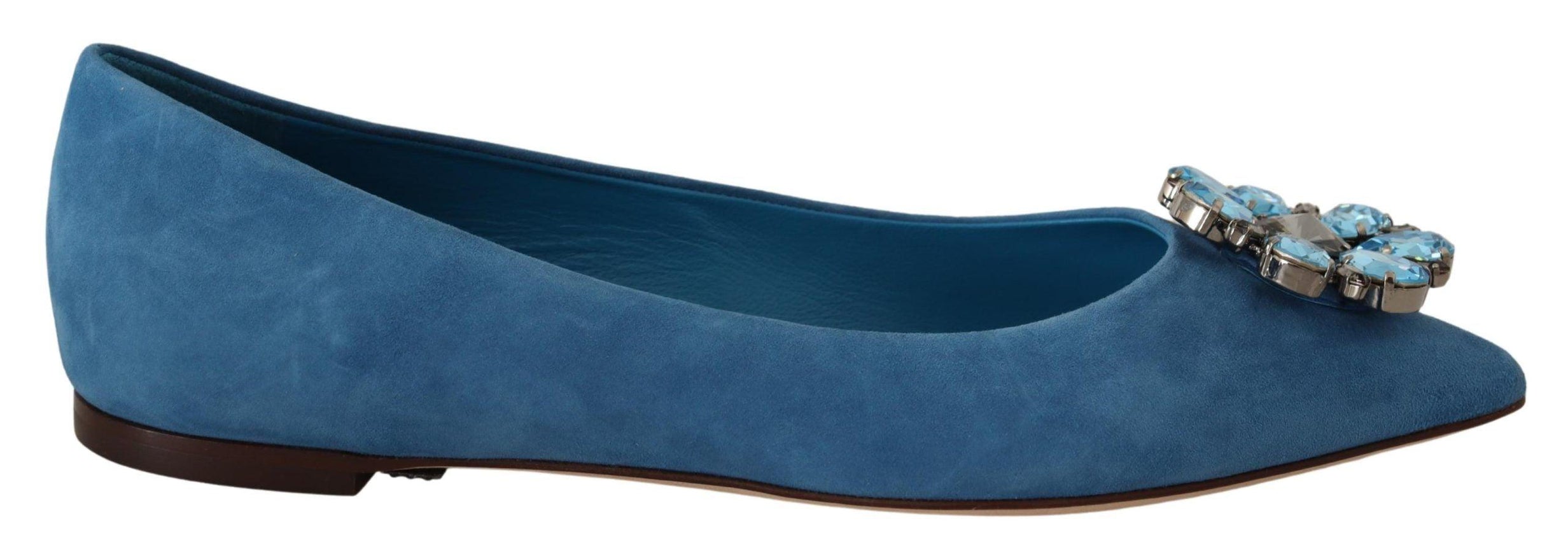 Dolce & Gabbana Blue Suede Crystals Loafers Flats Shoes - Ellie Belle