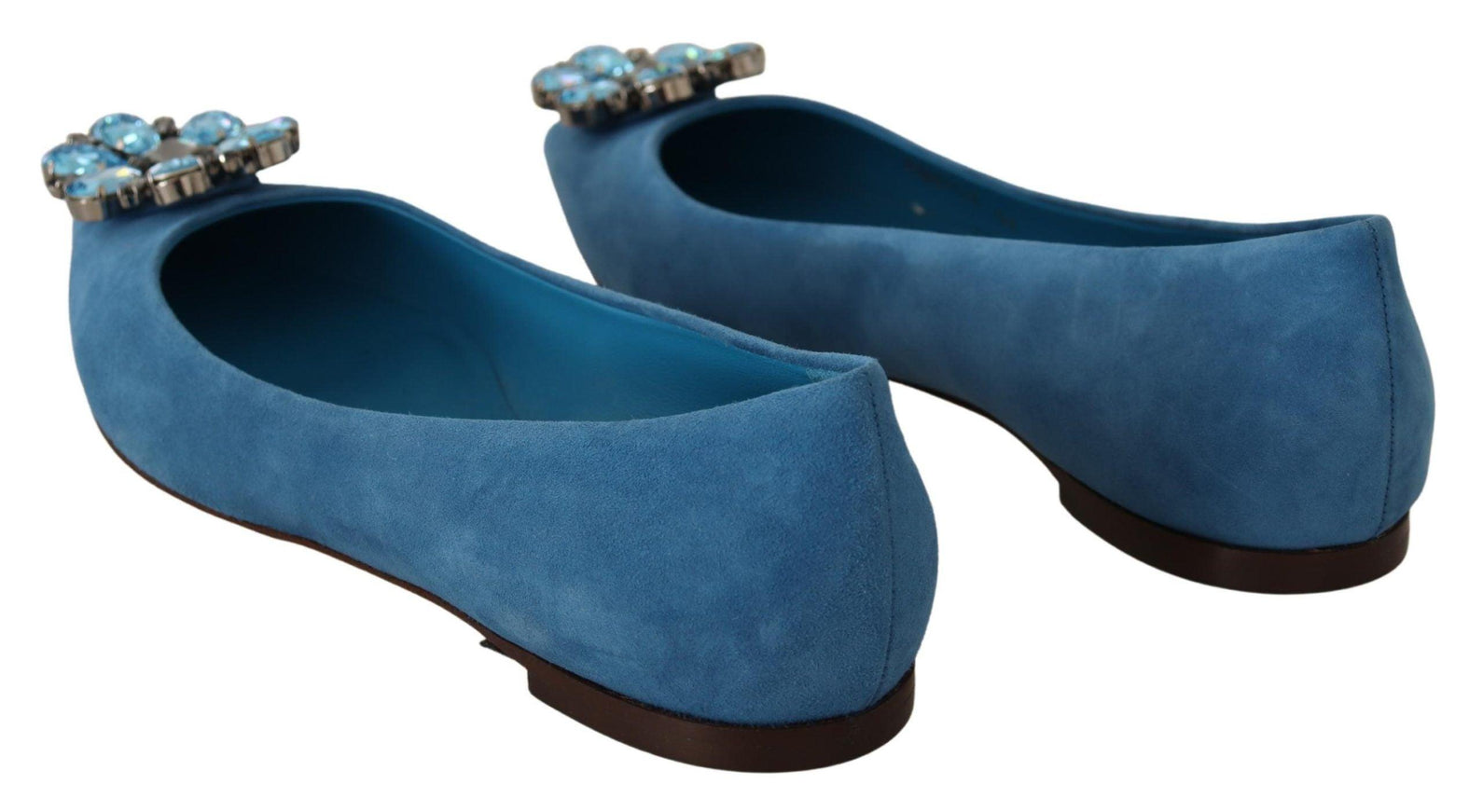 Dolce & Gabbana Blue Suede Crystals Loafers Flats Shoes - Ellie Belle