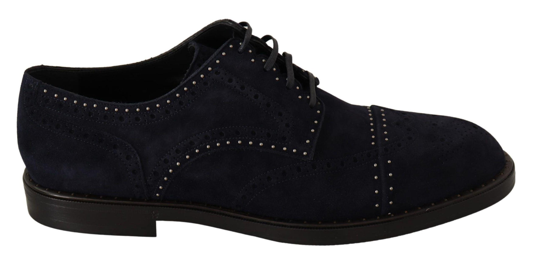 Dolce & Gabbana Blue Suede Leather Derby Studded Shoes - Ellie Belle