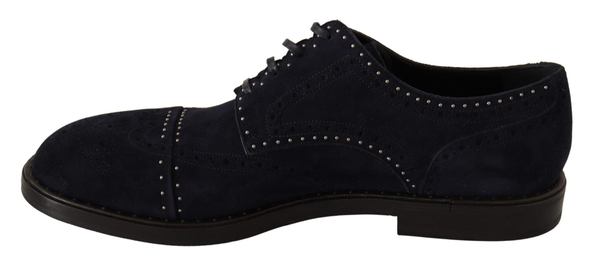 Dolce & Gabbana Blue Suede Leather Derby Studded Shoes - Ellie Belle