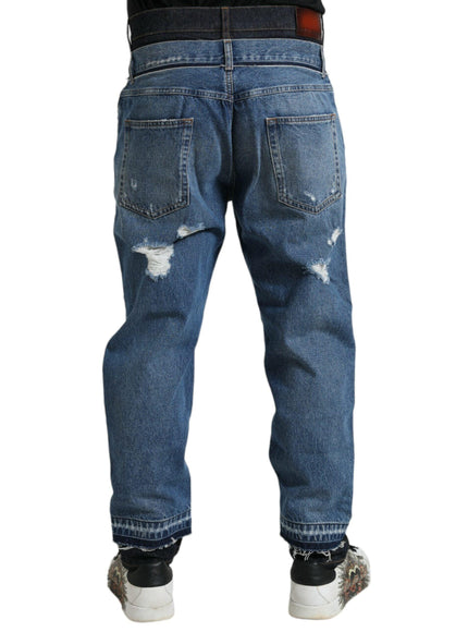 Dolce & Gabbana Blue Tattered Cotton Men Denim Jeans