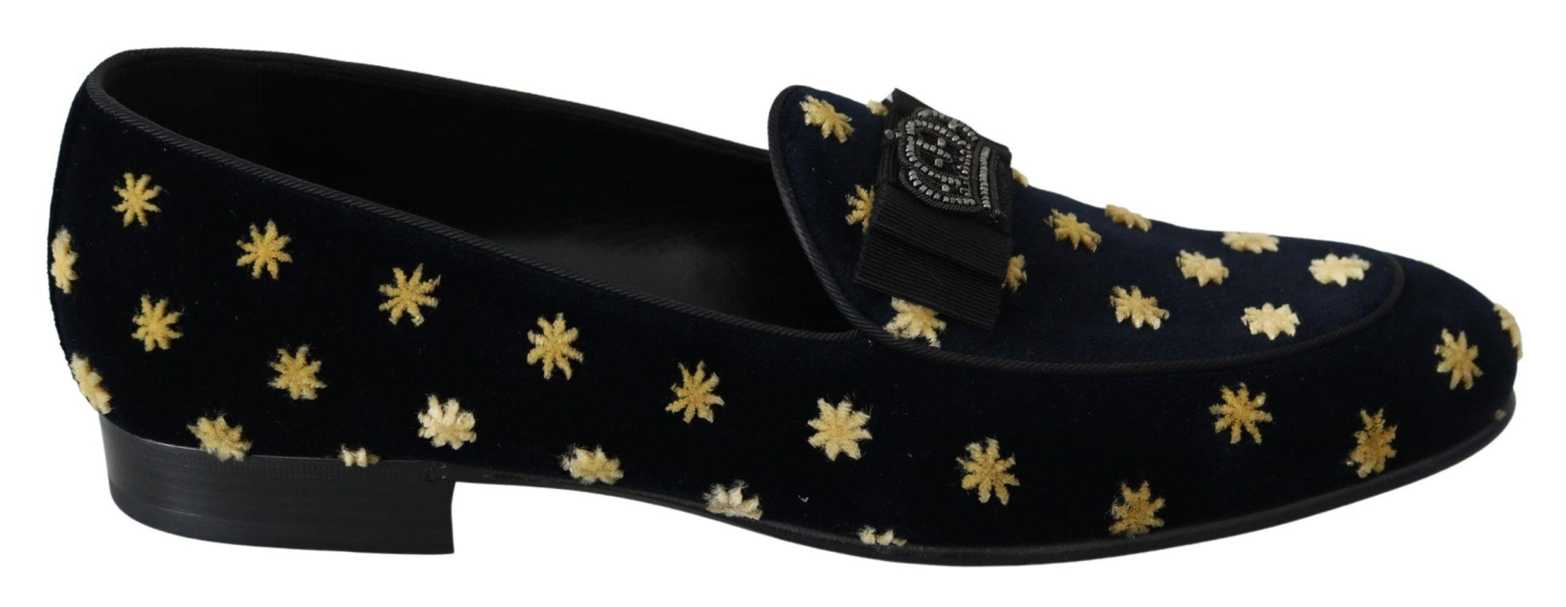 Dolce & Gabbana Blue Velvet Crown Slippers Loafers Shoes - Ellie Belle