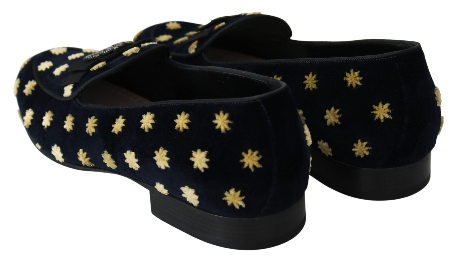 Dolce & Gabbana Blue Velvet Crown Slippers Loafers Shoes - Ellie Belle