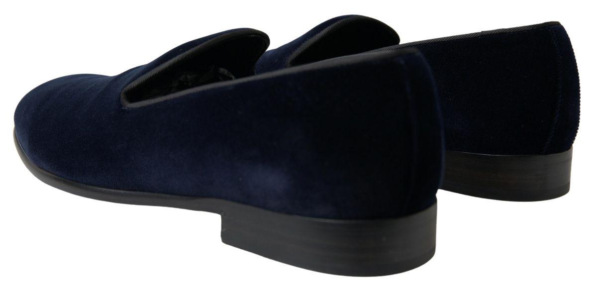 Dolce & Gabbana Blue Velvet Loafers Formal Shoes - Ellie Belle