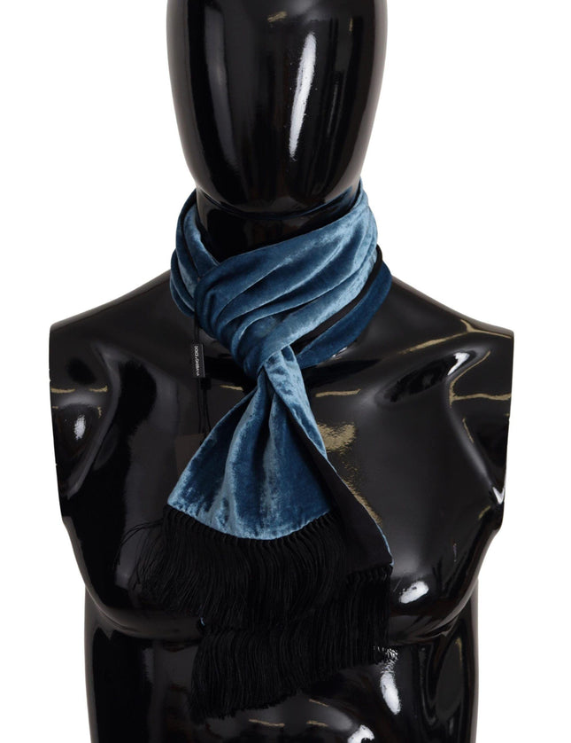 Dolce & Gabbana Blue Velvet Solid Neck Warmer Men's Shawl Scarf - Ellie Belle