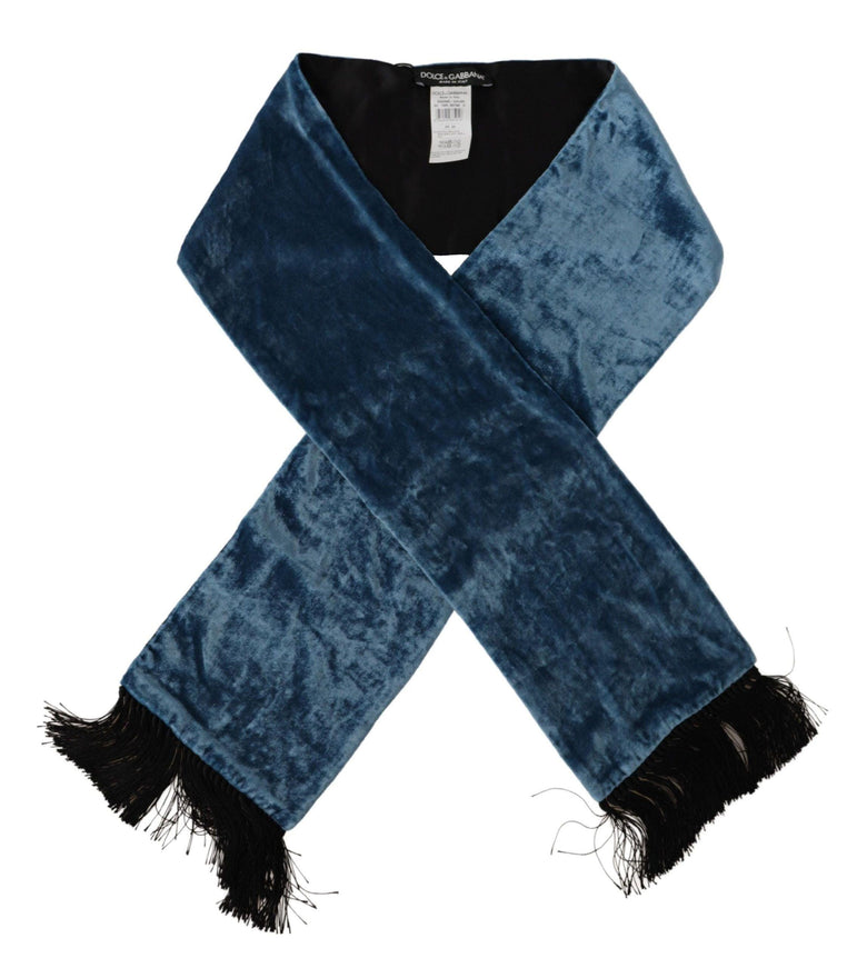 Dolce & Gabbana Blue Velvet Solid Neck Warmer Men's Shawl Scarf - Ellie Belle