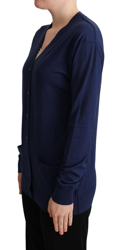 Dolce & Gabbana Blue Virgin Wool Button Down Cardigan Sweater - Ellie Belle