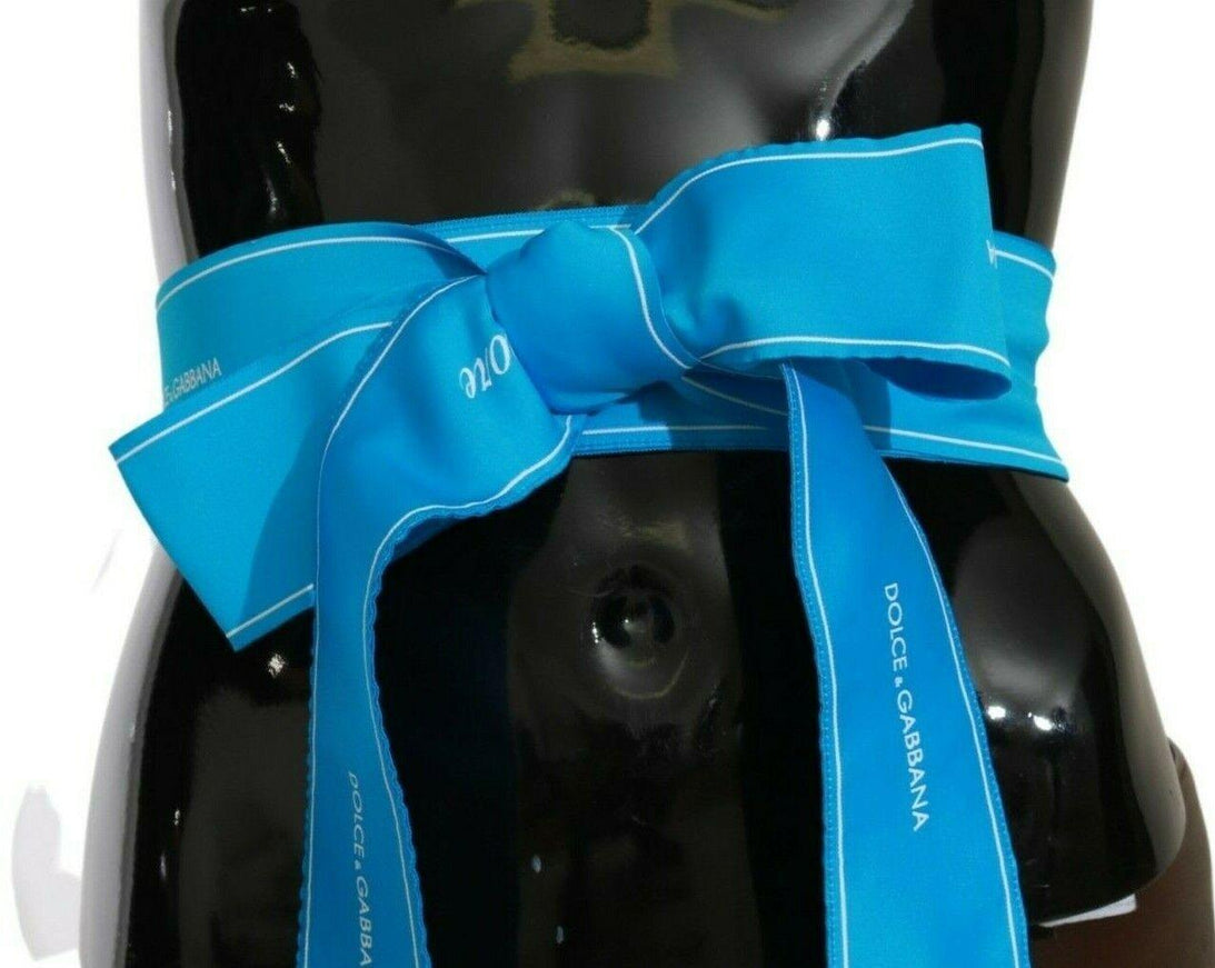 Dolce & Gabbana Blue Waist Ribbon Wide Bow Belt - Ellie Belle