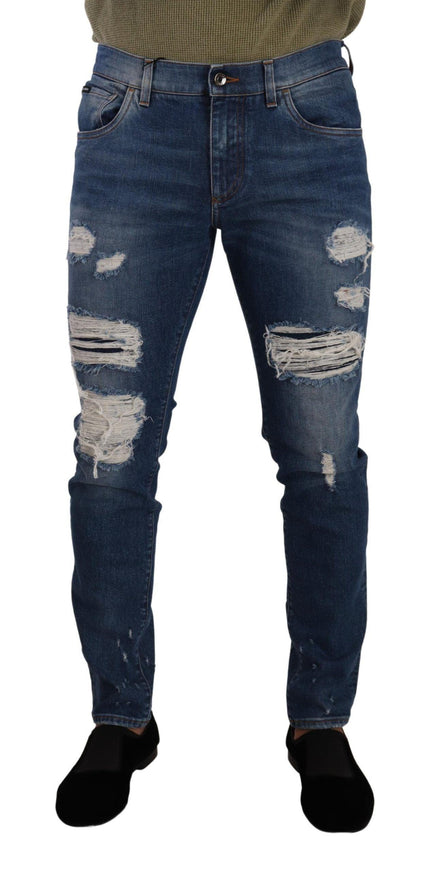 Dolce & Gabbana Blue Wash Cotton Stretch Slim Fit Denim Jeans - Ellie Belle