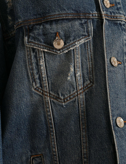 Dolce & Gabbana Blue Washed Cotton DENIM Jeans Coat Jacket - Ellie Belle