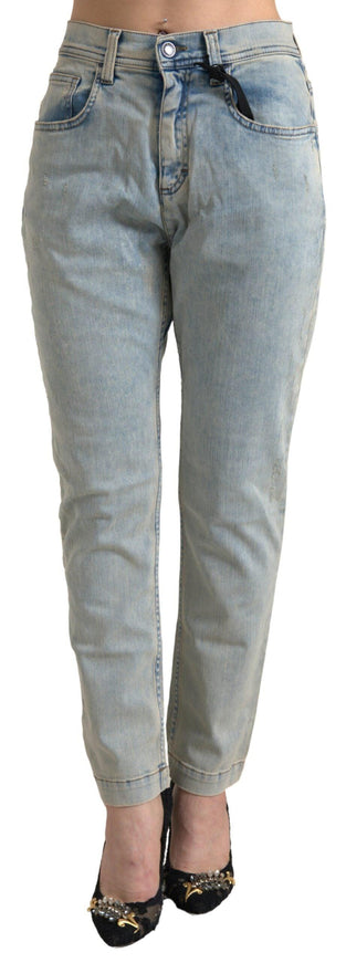 Dolce & Gabbana Blue Washed Cotton Mid Waist Skinny Jeans - Ellie Belle