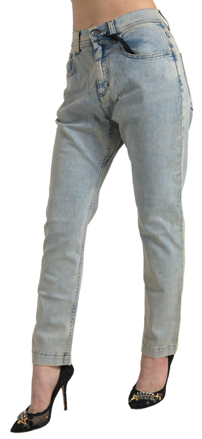 Dolce & Gabbana Blue Washed Cotton Mid Waist Skinny Jeans - Ellie Belle