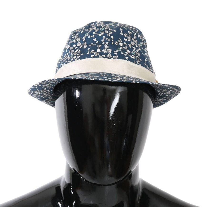 Dolce & Gabbana Blue White Cotton Bow Print Fedora Hat - Ellie Belle