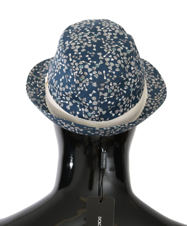 Dolce & Gabbana Blue White Cotton Bow Print Fedora Hat - Ellie Belle