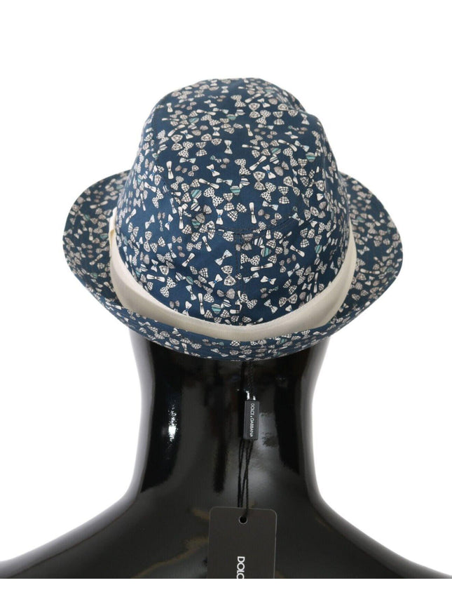 Dolce & Gabbana Blue White Cotton Bow Print Fedora Hat - Ellie Belle