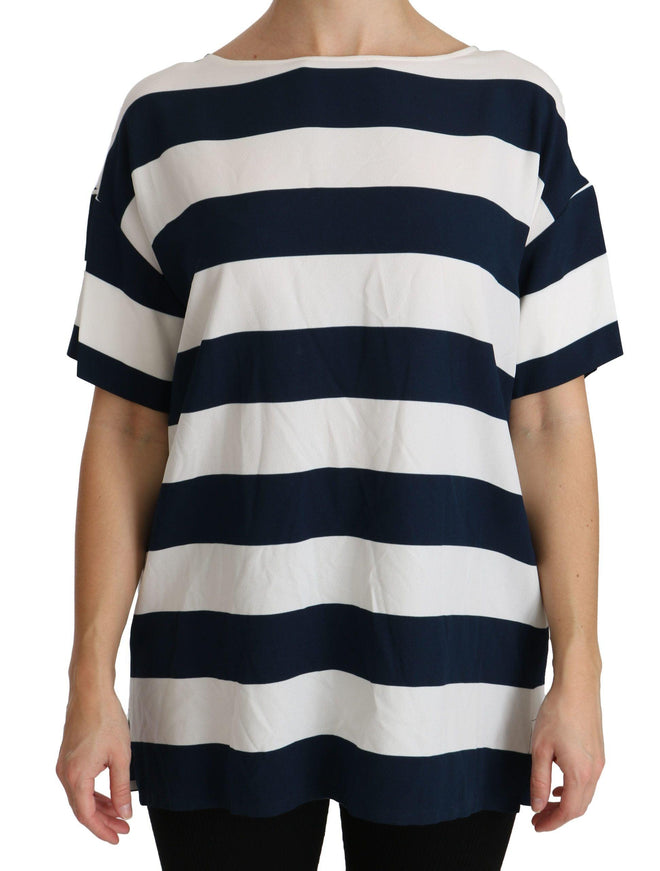 Dolce & Gabbana Blue White Stripes Blouse Top T-shirt