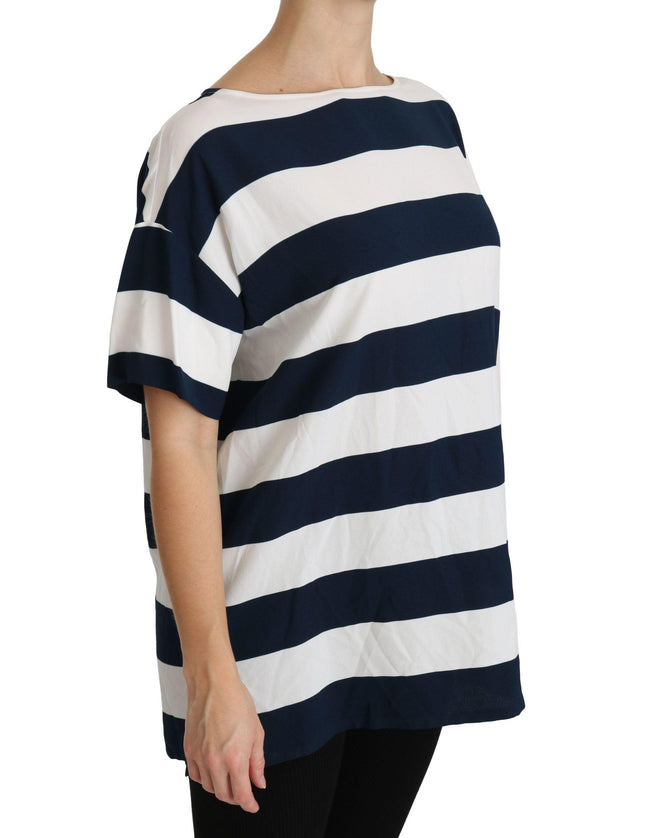 Dolce & Gabbana Blue White Stripes Blouse Top T-shirt - Ellie Belle