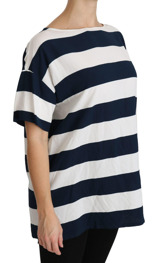 Dolce & Gabbana Blue White Stripes Blouse Top T-shirt