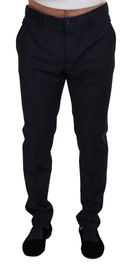 Dolce & Gabbana Blue Wool Chino Formal Pants - Ellie Belle