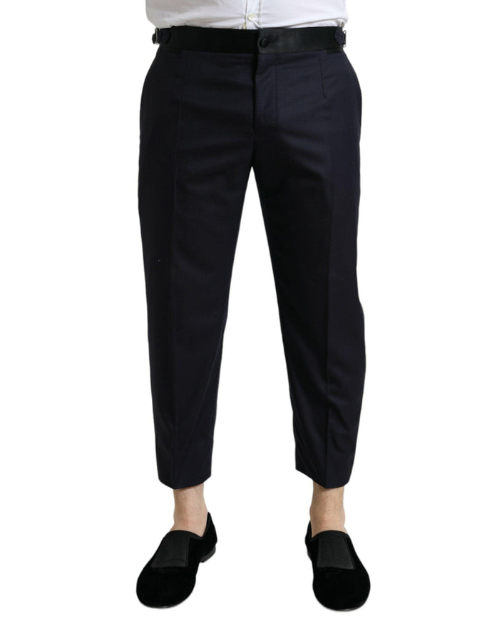 Dolce & Gabbana Blue Wool Cropped Tapered Pants - Ellie Belle