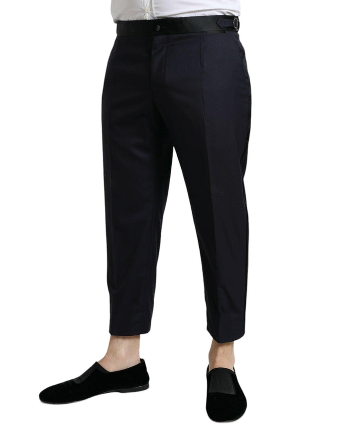 Dolce & Gabbana Blue Wool Cropped Tapered Pants - Ellie Belle