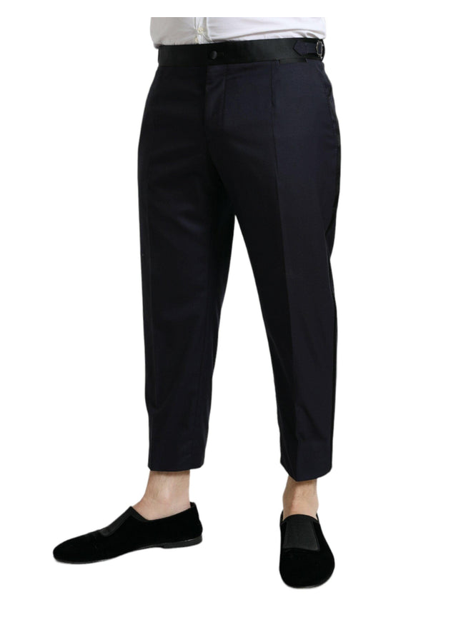 Dolce & Gabbana Blue Wool Cropped Tapered Pants - Ellie Belle