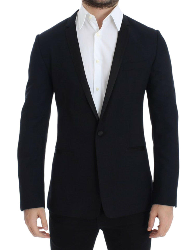 Dolce & Gabbana Blue wool GOLD slim fit blazer - Ellie Belle