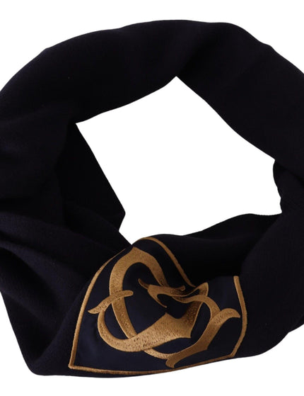 Dolce & Gabbana Blue Wool Knit DG Logo Shawl Wrap Scarf - Ellie Belle