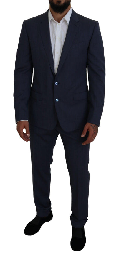 Dolce & Gabbana Blue Wool MARTINI 3 Piece Slim Fit Suit - Ellie Belle