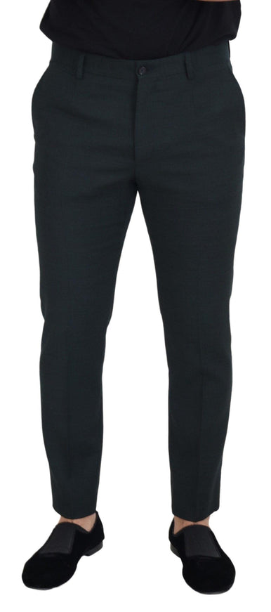 Dolce & Gabbana Blue Wool Slim Fit Formal Pants - Ellie Belle